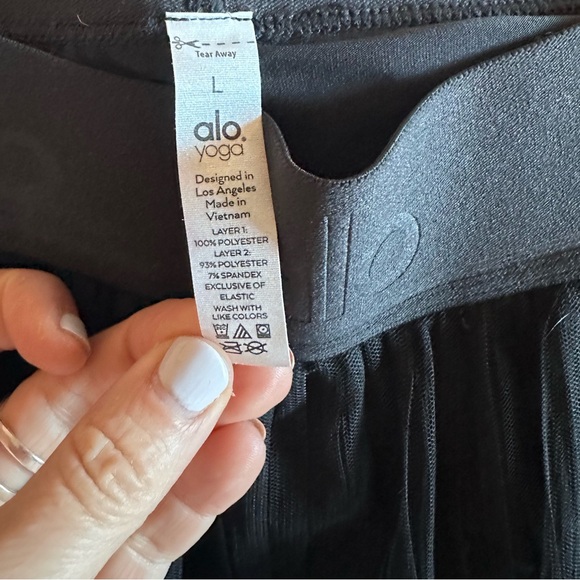 ALO Mesh Flirty Tennis Skirt Black w/ Mesh Pleated Overlay 😍 NWOT Women - Picture 6 of 7